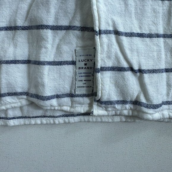 Lucky Brand Camp Shirt Men Large Blue Striped Linen Blend Short Sleeve Button Up - Picture 4 of 9